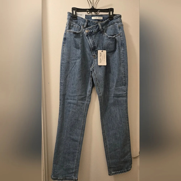 High Waisted Crossover Straight Jeans - Picture 6 of 14